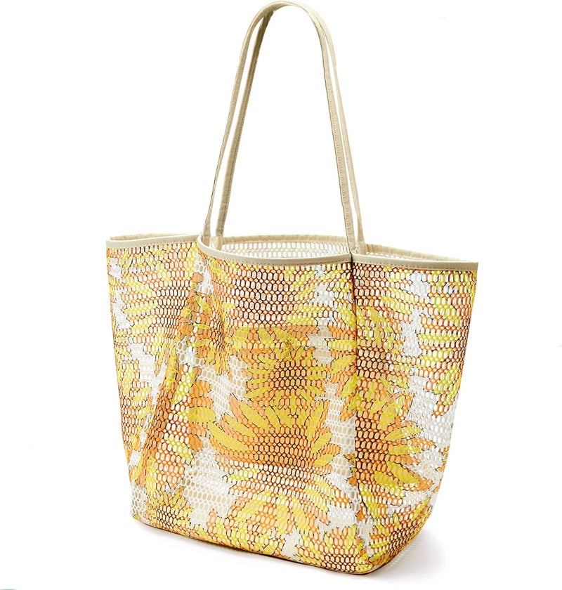 KALIDI BeachNylon Mesh Tote Bag, Casual Tote Bag Hobo Women Foldable MAX 23L Shoulder Bag For Beach Picnic Vacation - Image 1